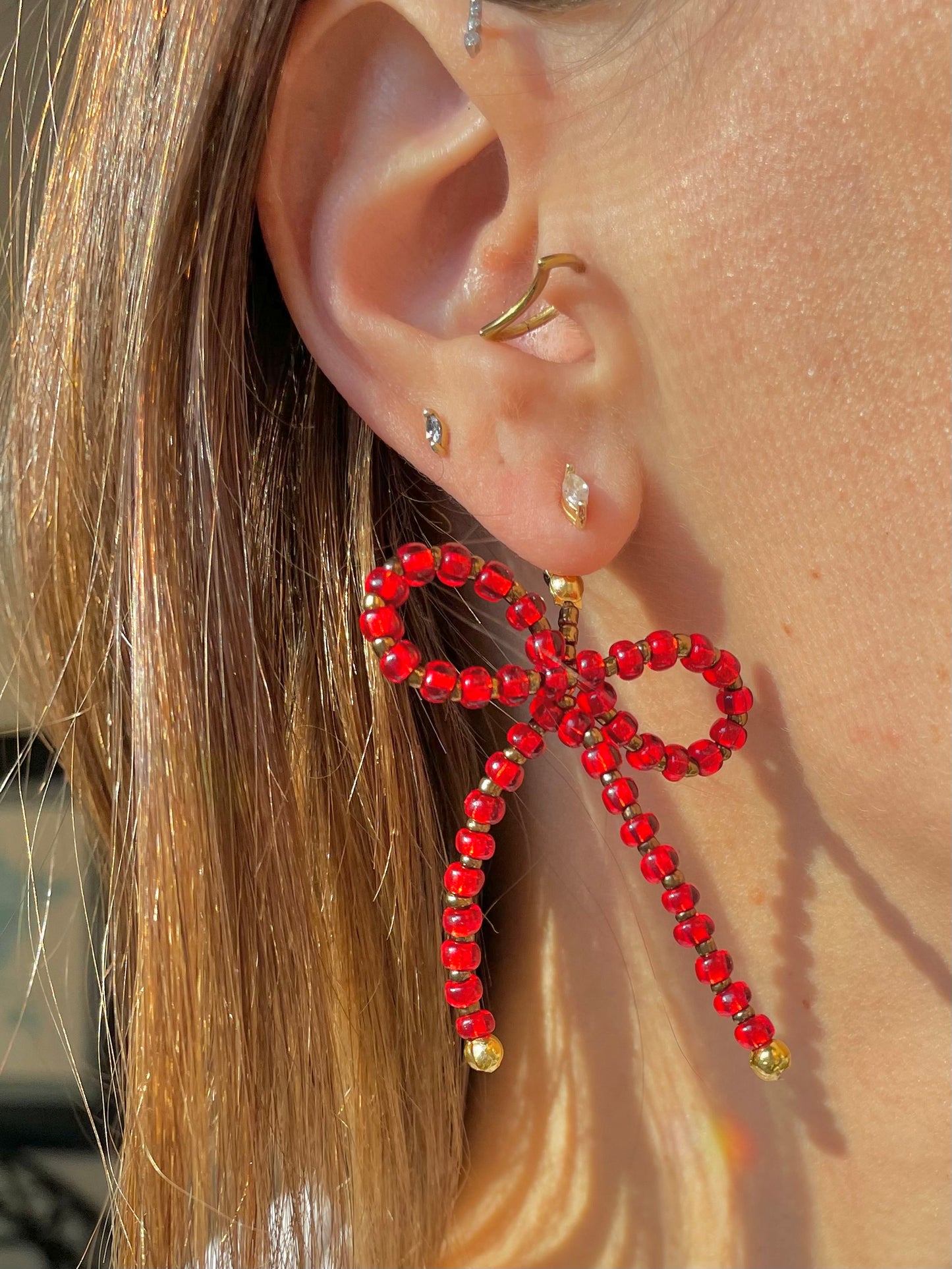 "Radar Love" Beaded Bow Statement Earring Jackets