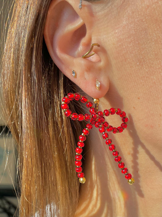 "Radar Love" Beaded Bow Statement Earring Jackets