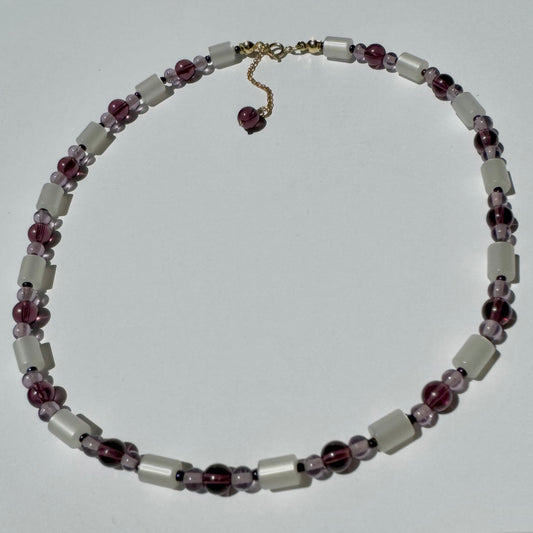 "Violet Hill" Upcycled Beaded Choker Necklace 14" (1/1)