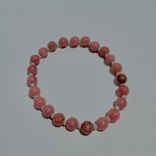 "Whole Lotta Rosie" Upcycled Beaded Stretch Bracelet (1/1)