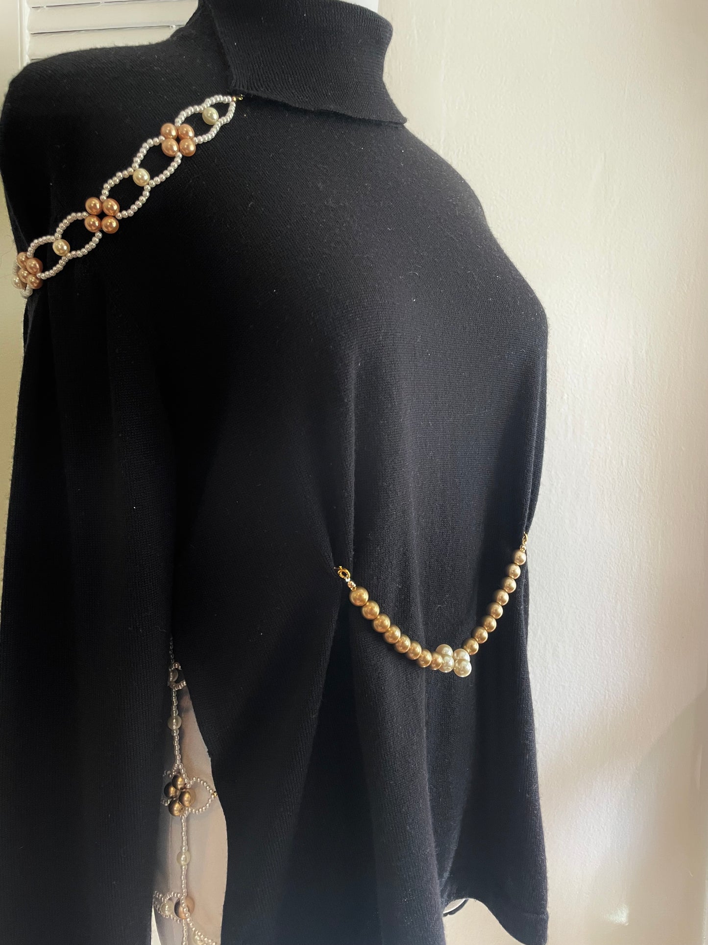 "Manhattan" Beadazzled Vintage Wool Turtleneck