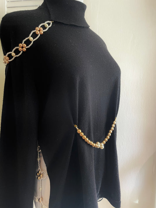 "Manhattan" Beadazzled Vintage Wool Turtleneck