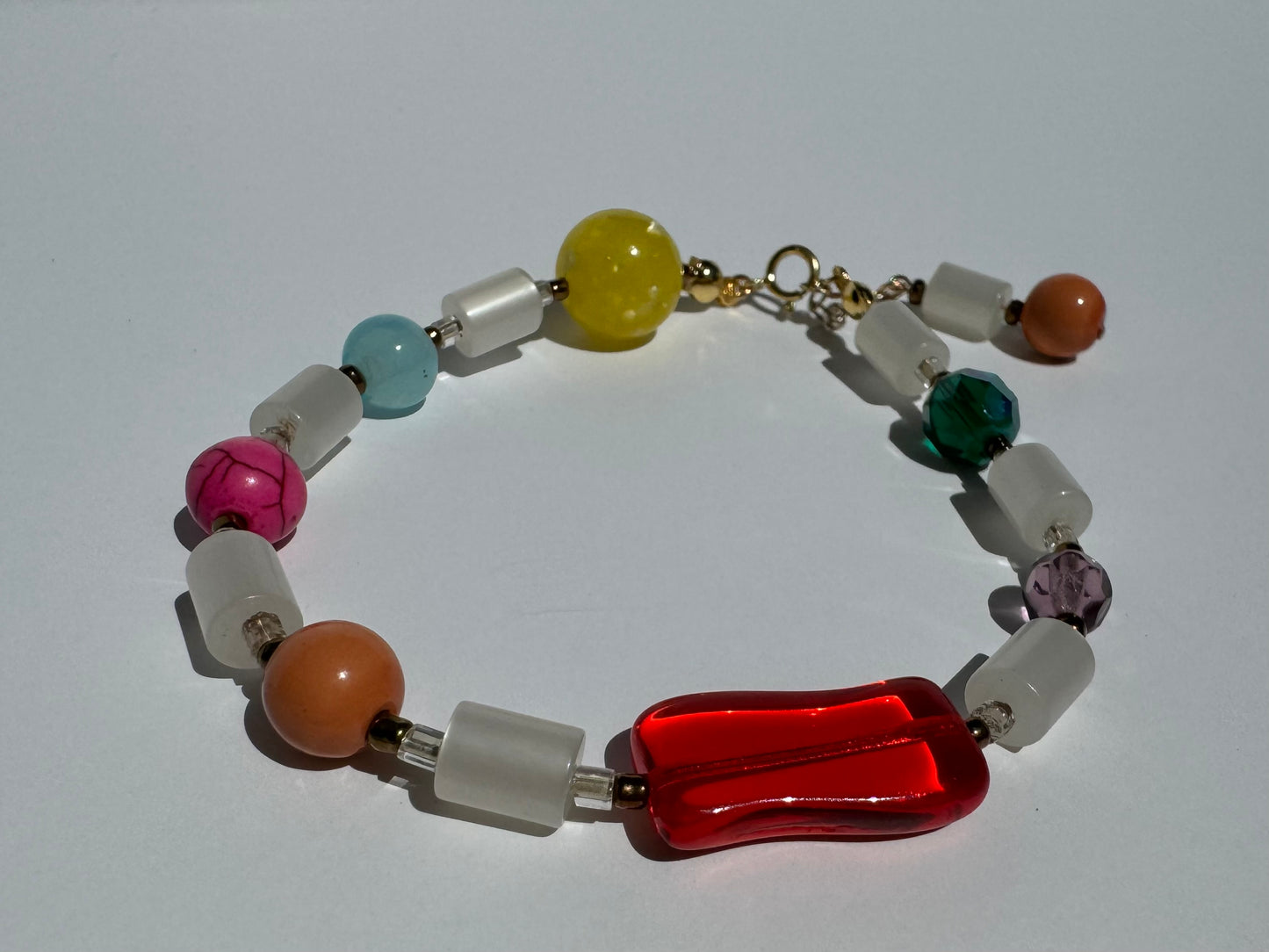 "Candy Everybody Wants" Upcycled Beaded Clasp Bracelet 7.5-8.5" (1/1)