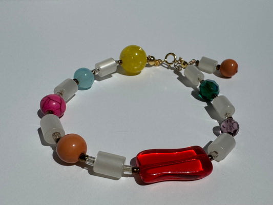 "Candy Everybody Wants" Upcycled Beaded Clasp Bracelet 7.5-8.5" (1/1)