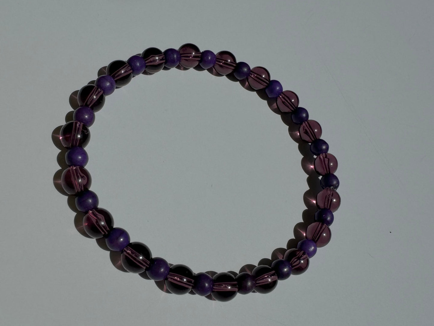 "Violet Hill" Upcycled Beaded Stretch Bracelet