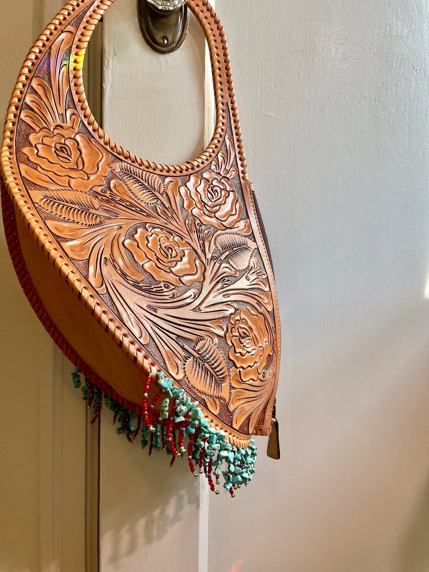 "Singing Winds" Beadazzled Leather Handbag