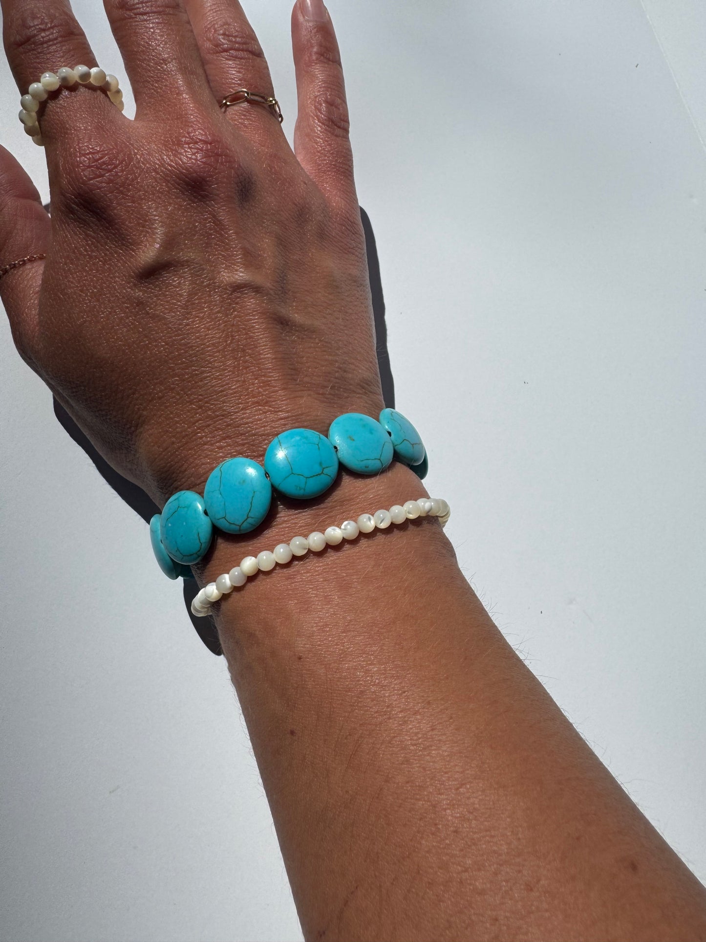 "Mr. Blue Sky" Upcycled Beaded Stretch Bracelet