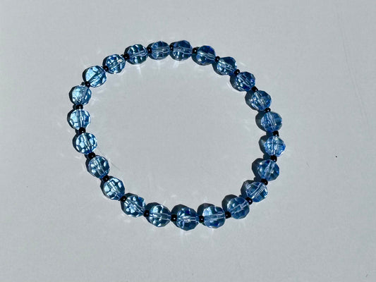"Blue Moon" Upcycled Beaded Stretch Bracelet (1/1)