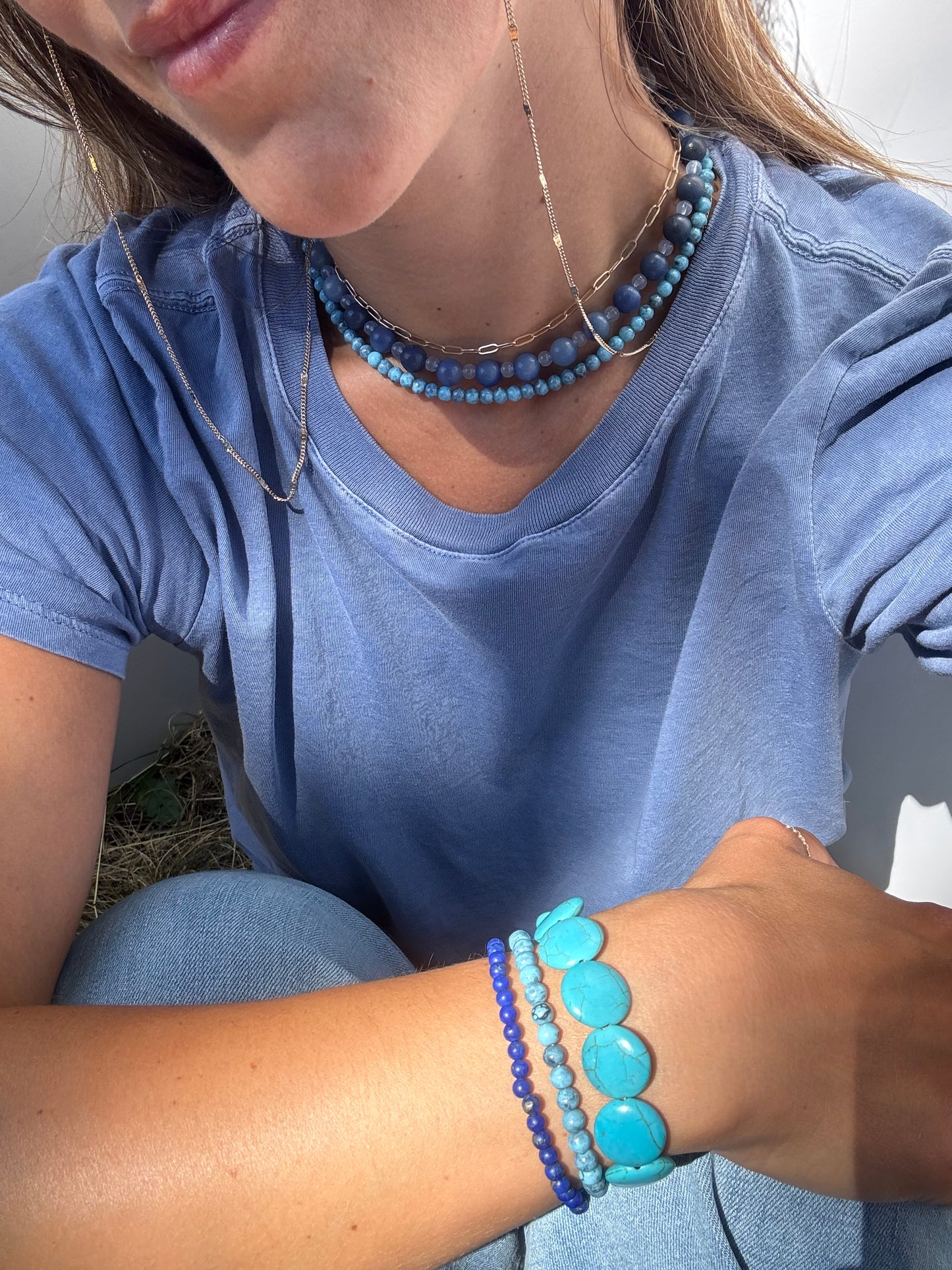 "Ocean Eyes" Upcycled Beaded Stretch Bracelet
