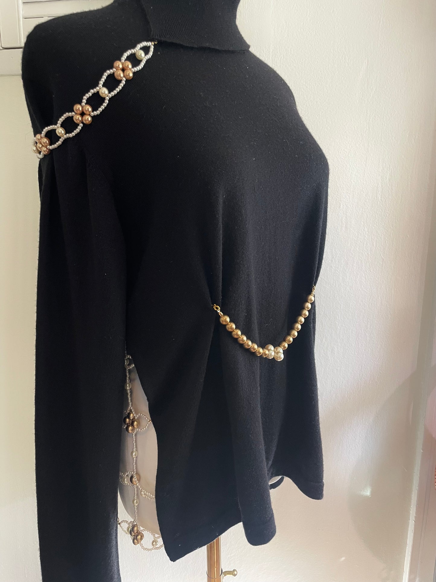 "Manhattan" Beadazzled Vintage Wool Turtleneck