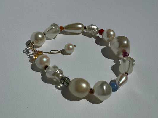 "Coloring Outside The Lines" Upcycled Beaded Clasp Bracelet 8-9" (1/1)