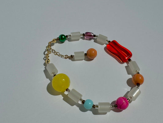 "Candy Girl" Upcycled Beaded Clasp Bracelet 7.5-8.5" (1/1)
