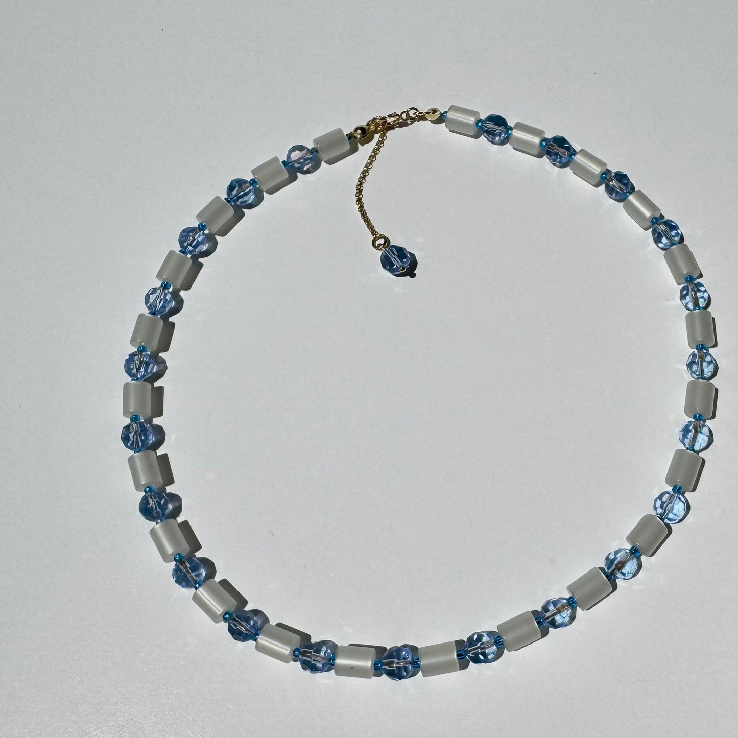 "Blue Moon" Upcycled Beaded Choker Necklace 14" (1/1)