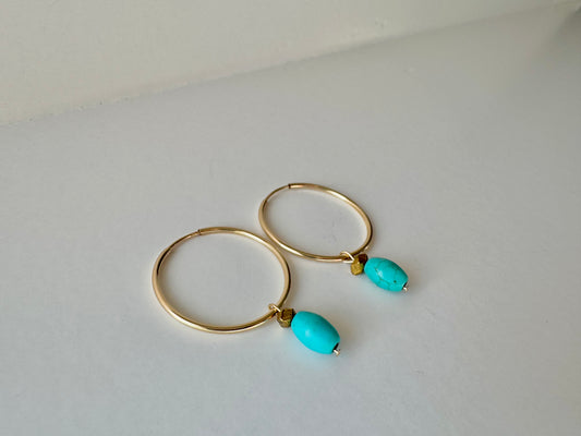"Cajun Moon" Gold Hoop Upcycled Bead Pendant Earrings