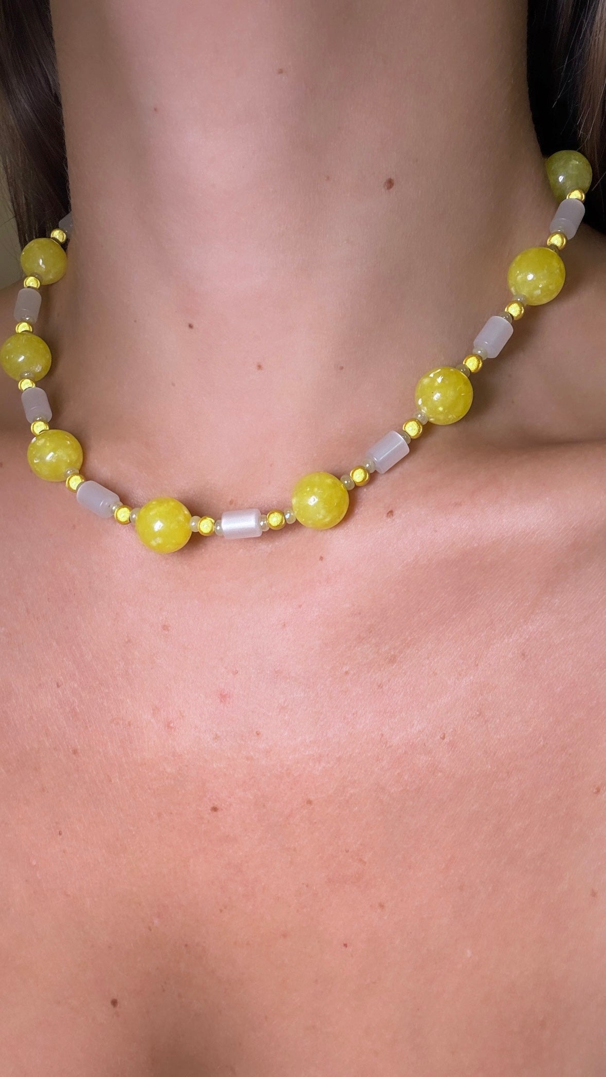 "Good Day Sunshine" Upcycled Beaded Choker Necklace 14" (1/1)