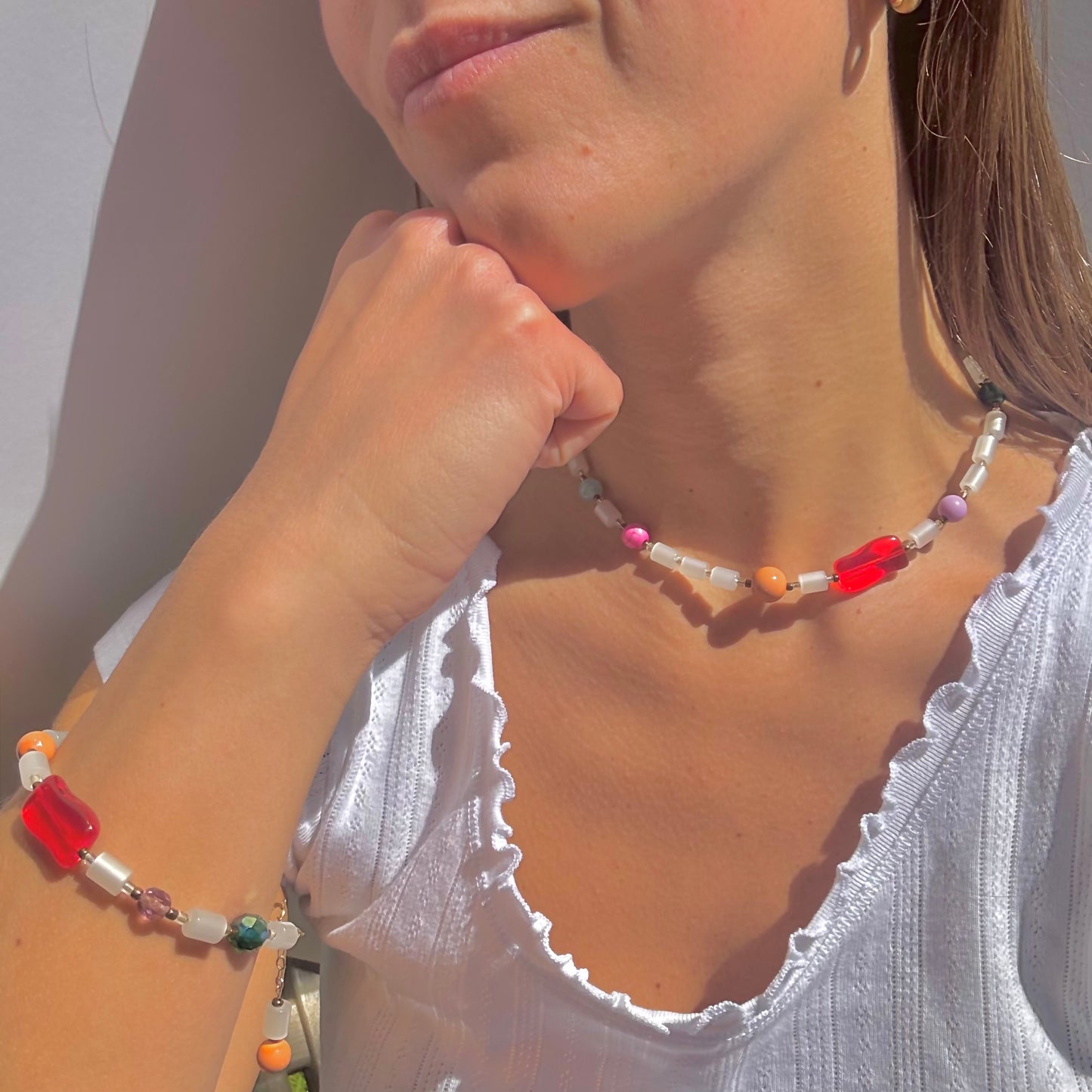 "Candy Everybody Wants" Upcycled Beaded Clasp Bracelet 7.5-8.5" (1/1)