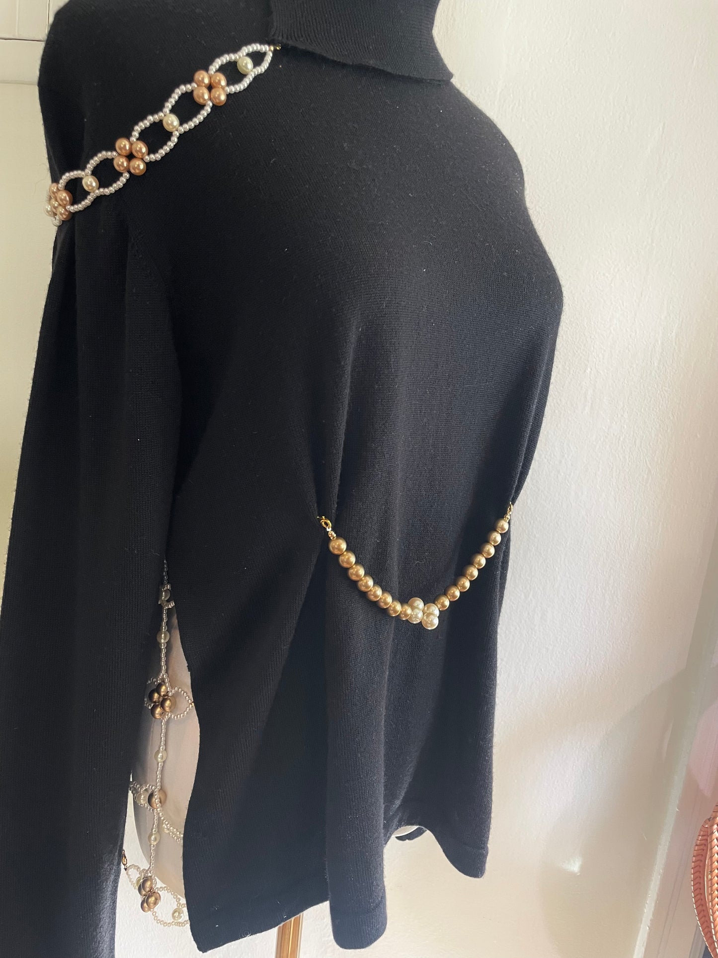 "Manhattan" Beadazzled Vintage Wool Turtleneck