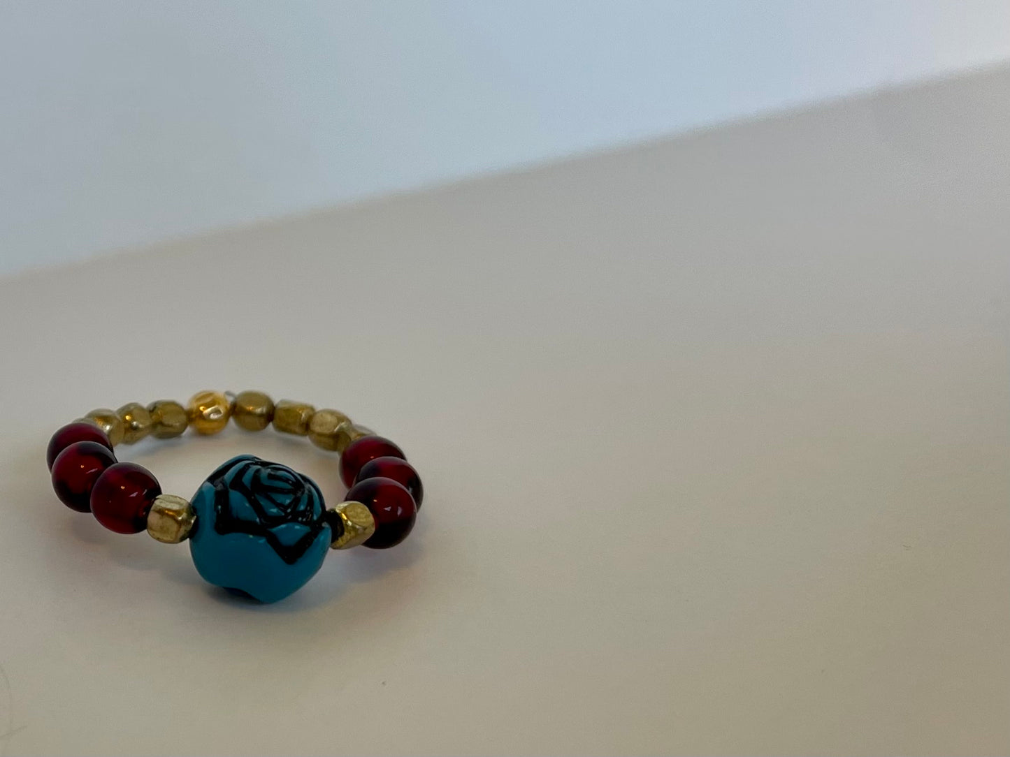 "Sugar Magnolia" Beaded Stretch Ring