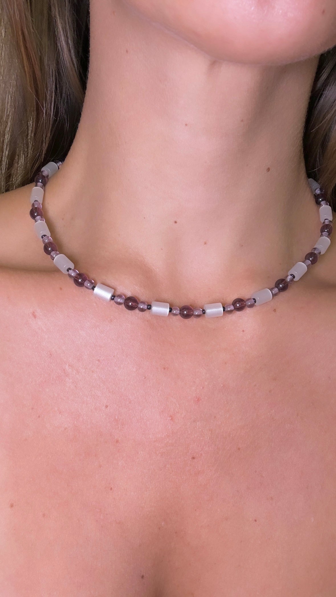 "Violet Hill" Upcycled Beaded Choker Necklace 14" (1/1)