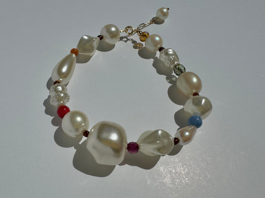 "Coloring Outside The Lines" Upcycled Beaded Clasp Bracelet 8-9" (1/1)