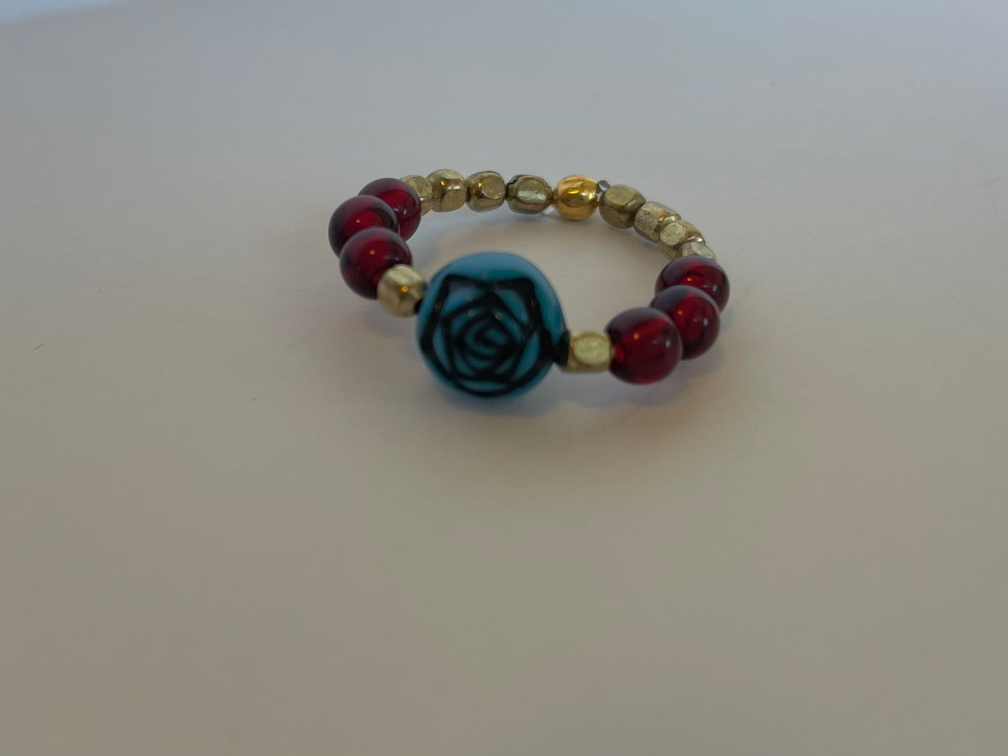 "Sugar Magnolia" Beaded Stretch Ring