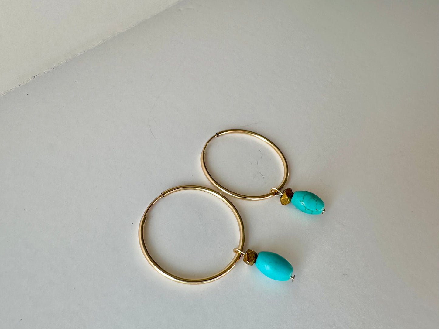 "Cajun Moon" Gold Hoop Upcycled Bead Pendant Earrings
