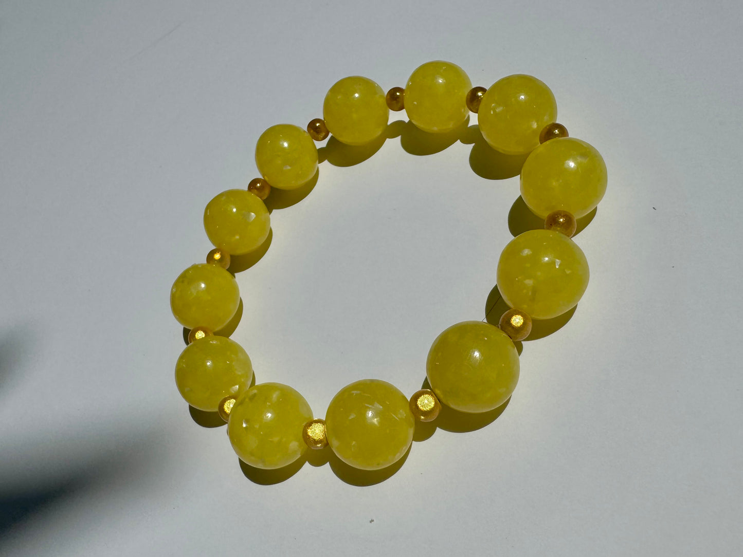 "Good Day Sunshine" Upcycled Beaded Stretch Bracelet (2/2)