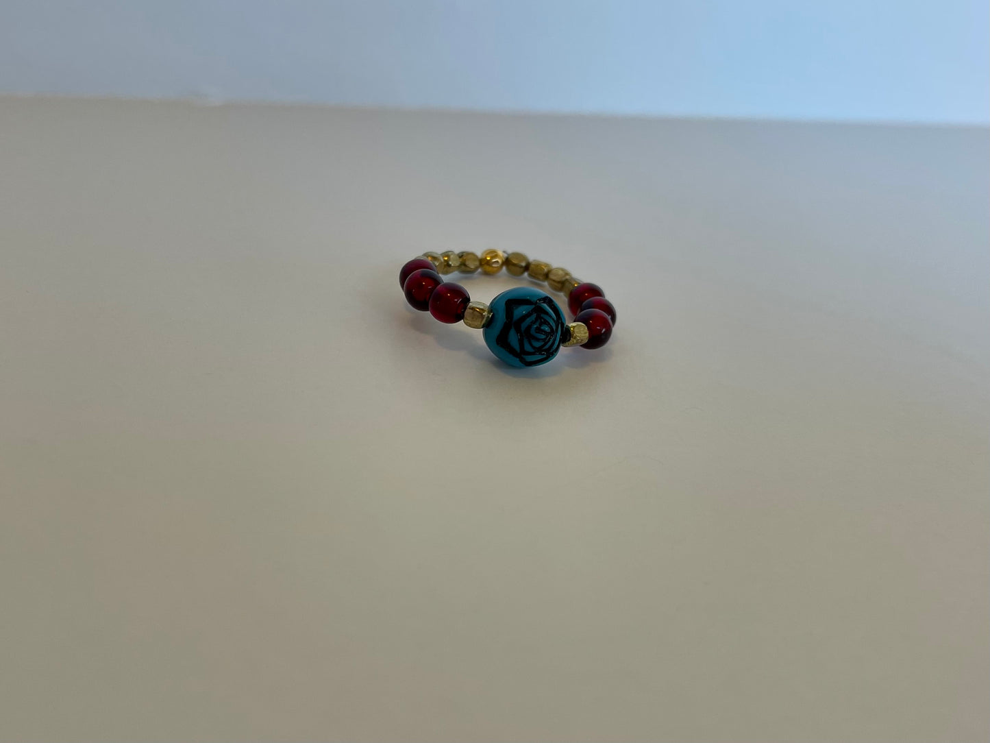 "Sugar Magnolia" Beaded Stretch Ring