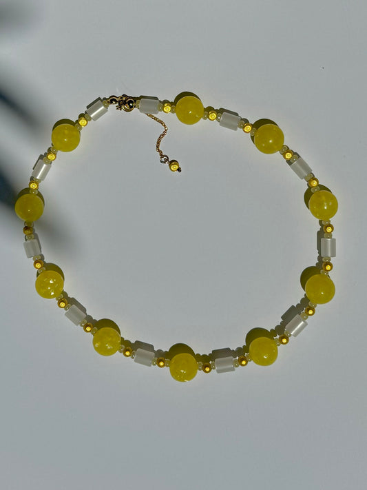 "Good Day Sunshine" Upcycled Beaded Choker Necklace 14" (1/1)