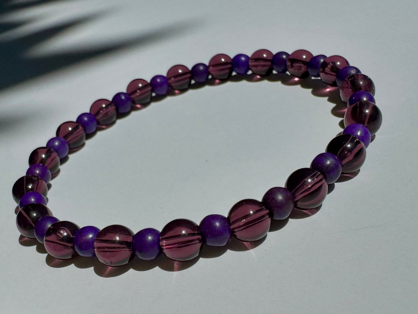 "Violet Hill" Upcycled Beaded Stretch Bracelet