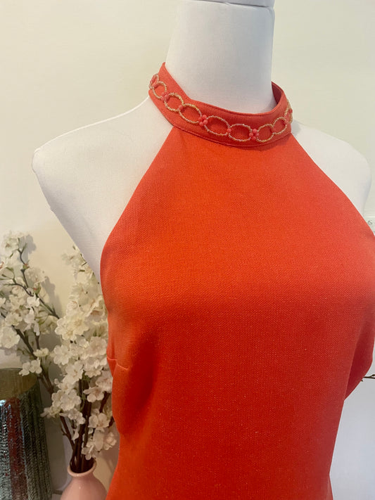 "Never Been to Spain" Beadazzled High Neck Mini Dress