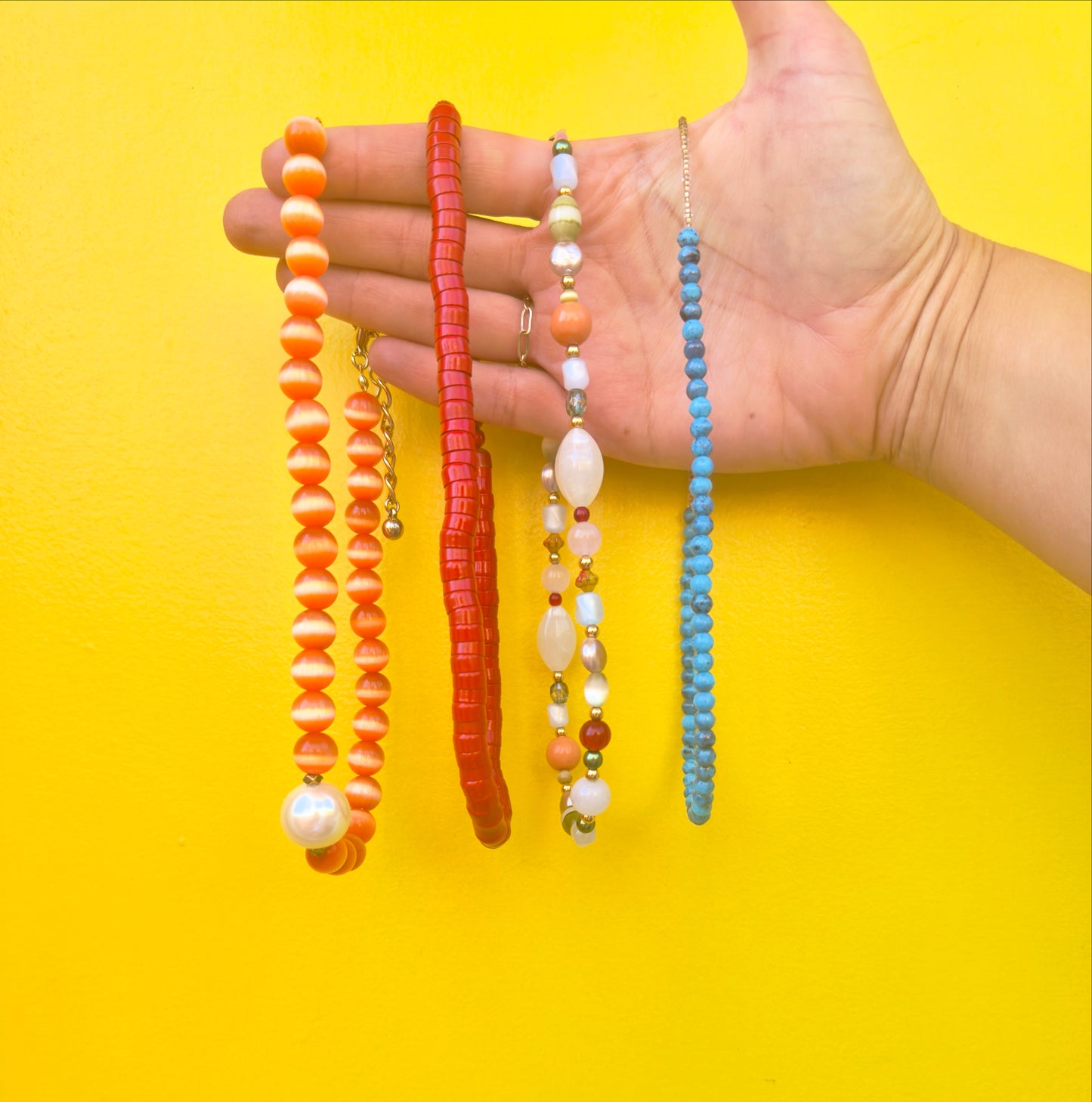 "Orange Moon" Upcycled Beaded Choker Necklace