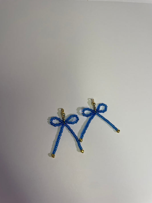 "Blue Christmas" Beaded Bow Statement Earring Jackets
