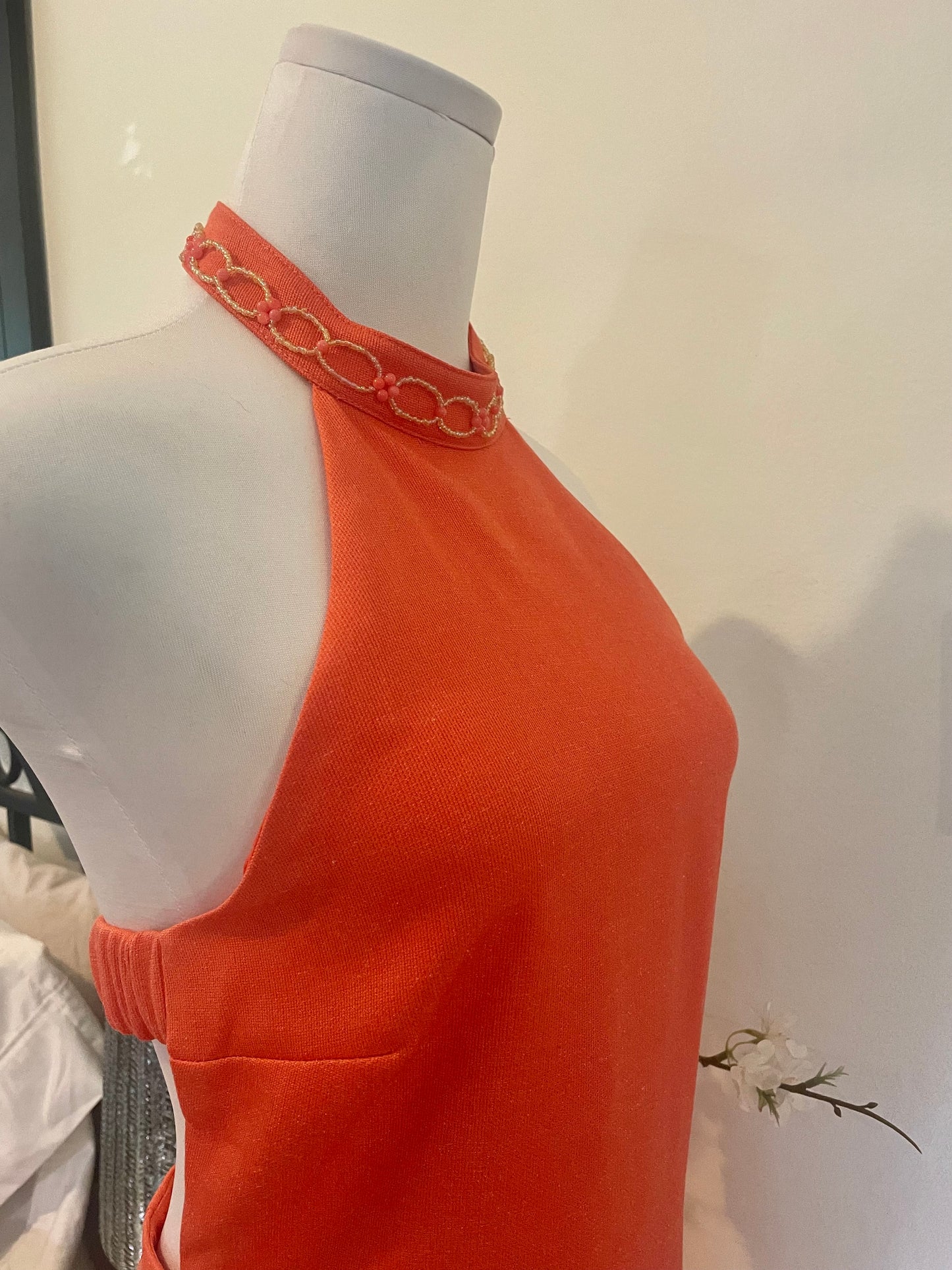 "Never Been to Spain" Beadazzled High Neck Mini Dress
