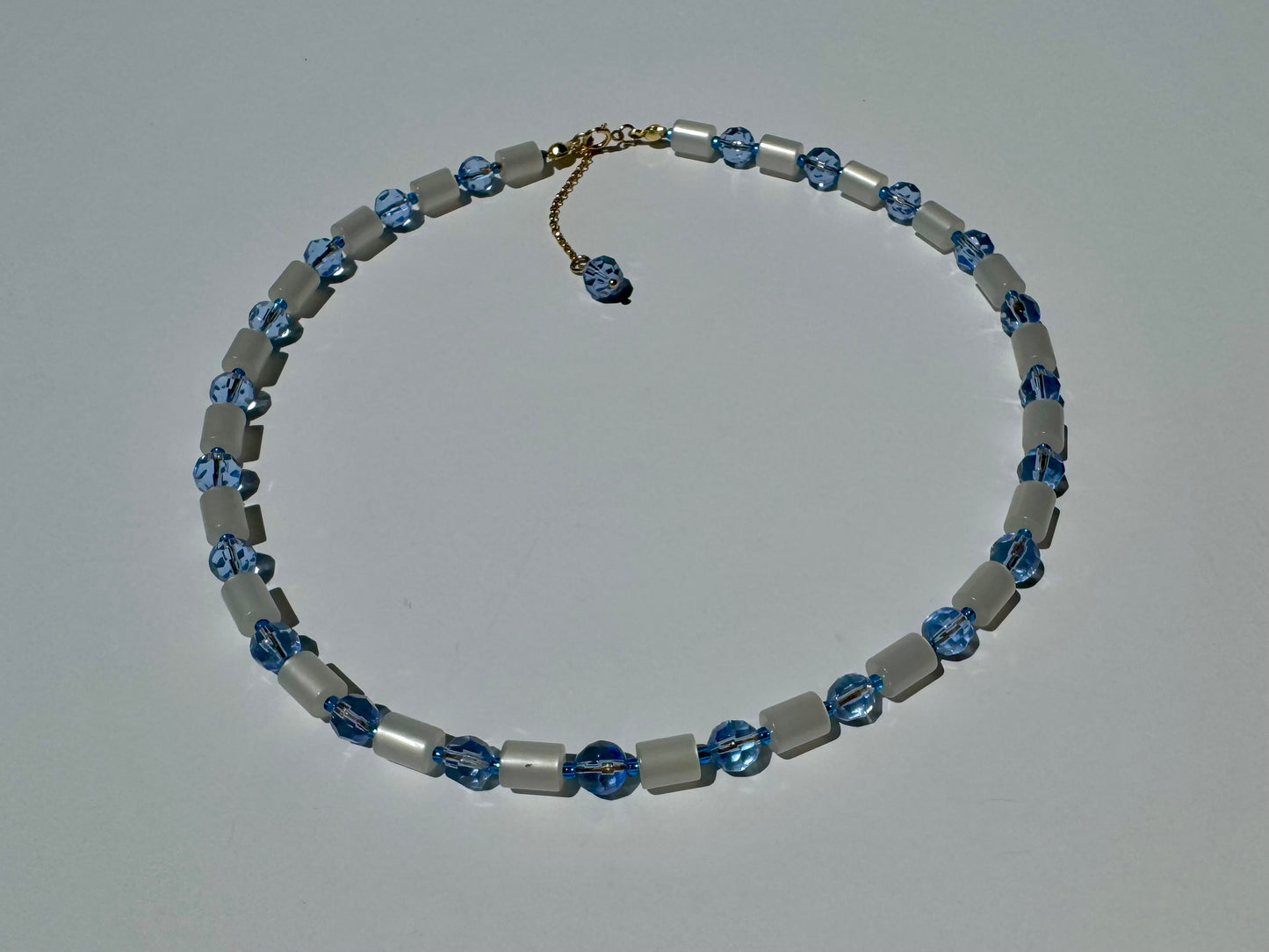 "Blue Moon" Upcycled Beaded Choker Necklace 14" (1/1)
