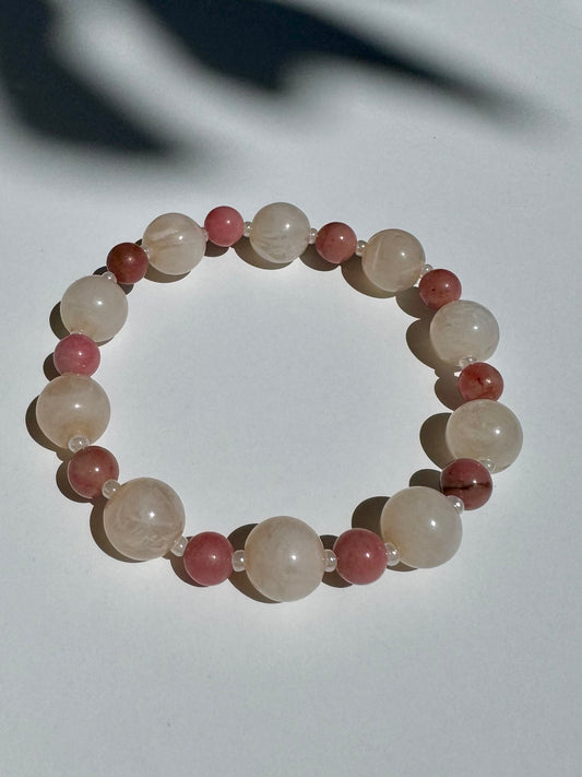 "Ro Ro Rosey" Upcycled Beaded Stretch Bracelet (1/1)