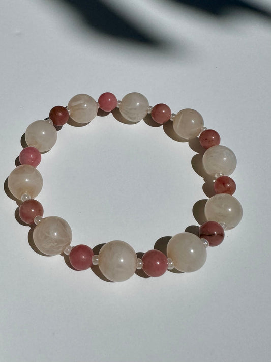 "Ro Ro Rosey" Upcycled Beaded Stretch Bracelet (1/1)