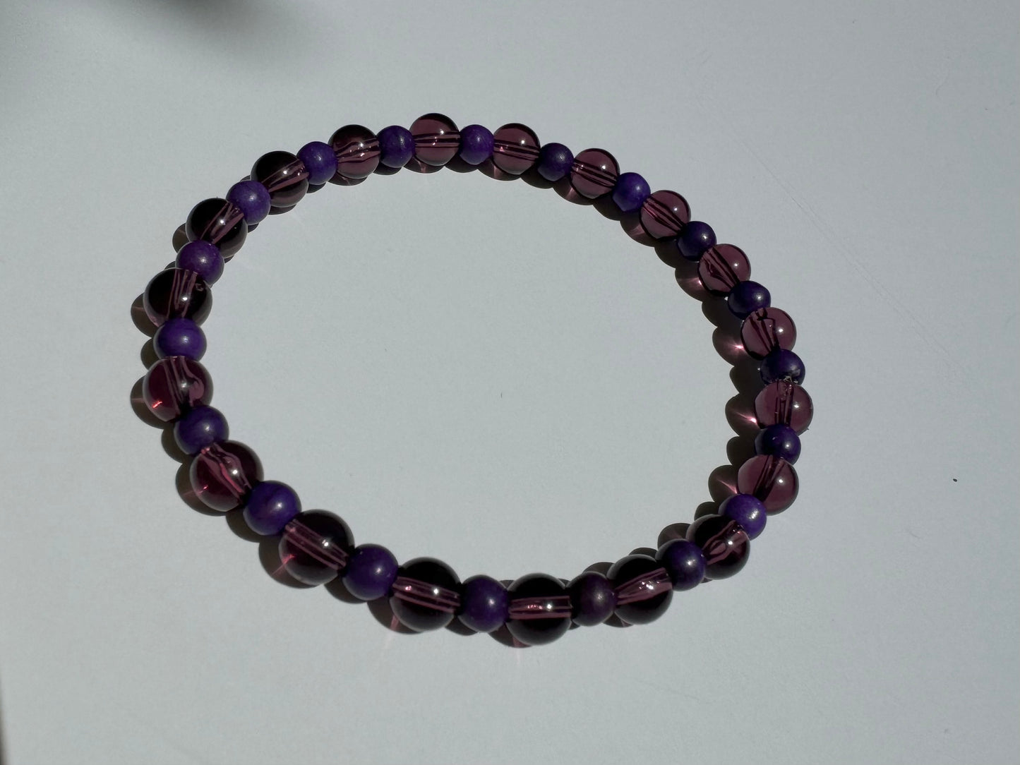 "Violet Hill" Upcycled Beaded Stretch Bracelet