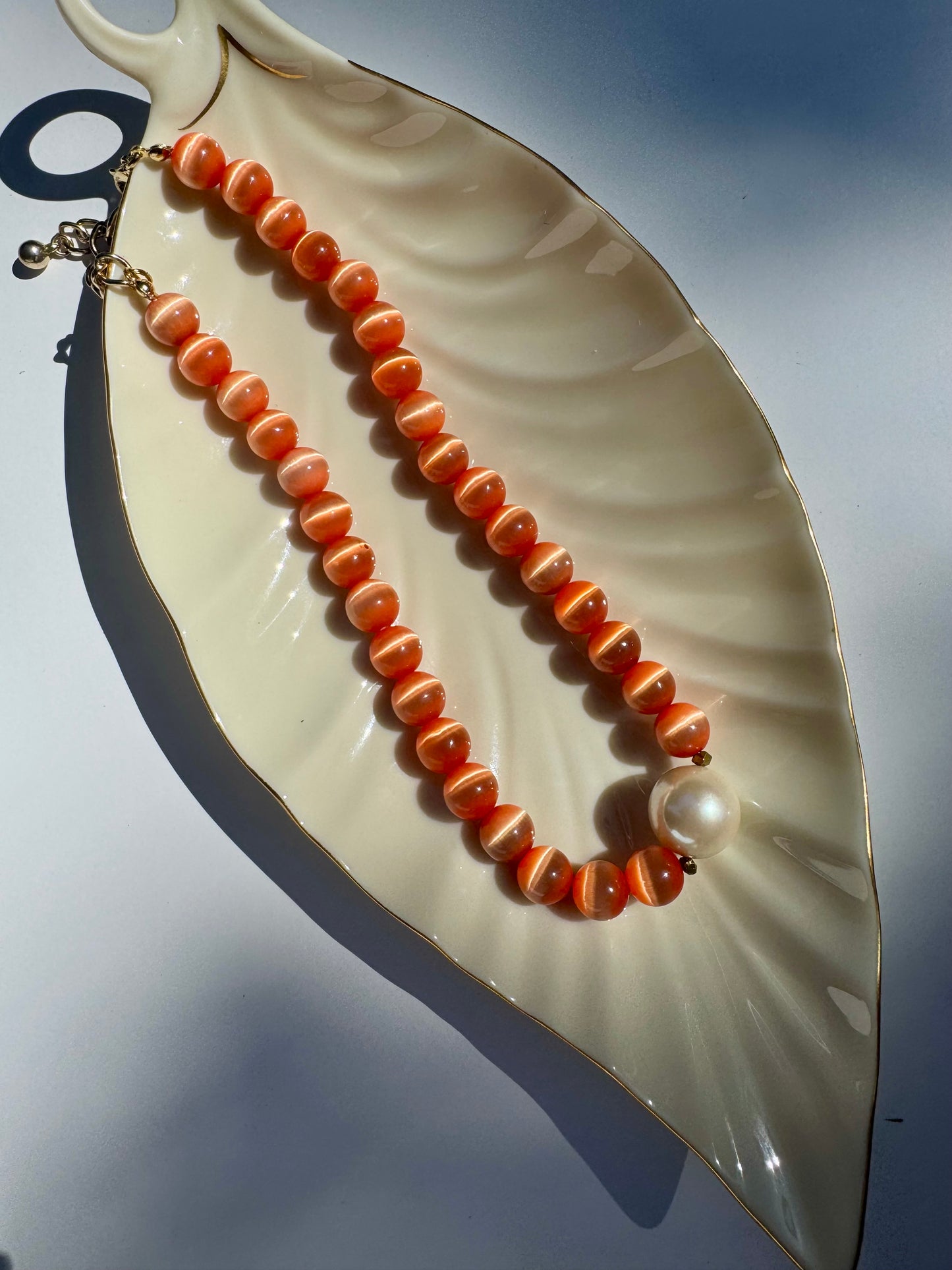 "Orange Moon" Upcycled Beaded Choker Necklace