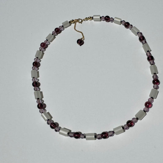 "Violet Hill" Upcycled Beaded Choker Necklace 14" (1/1)