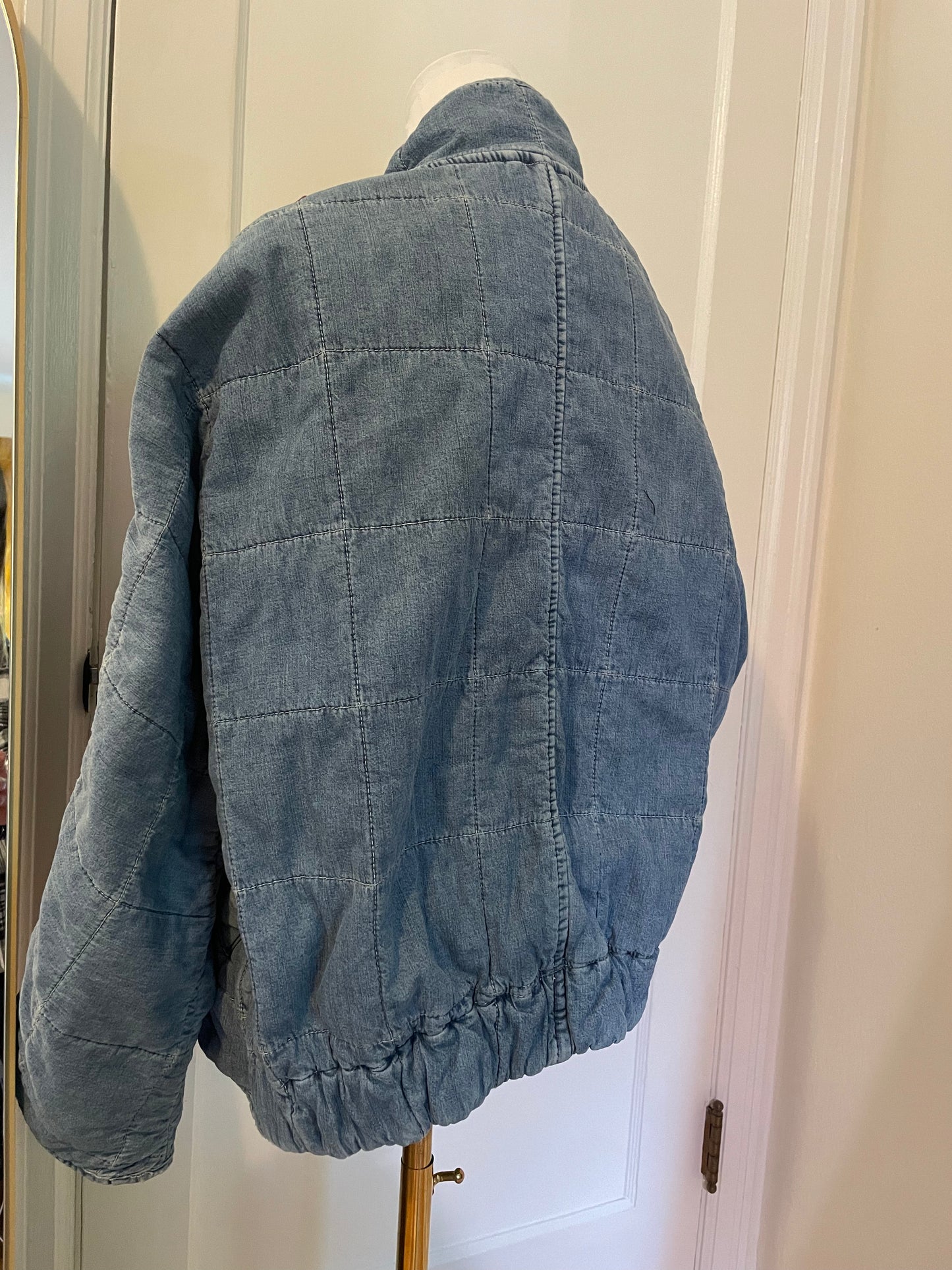 "Bluebird" Beadazzled Quilted Denim Jacket
