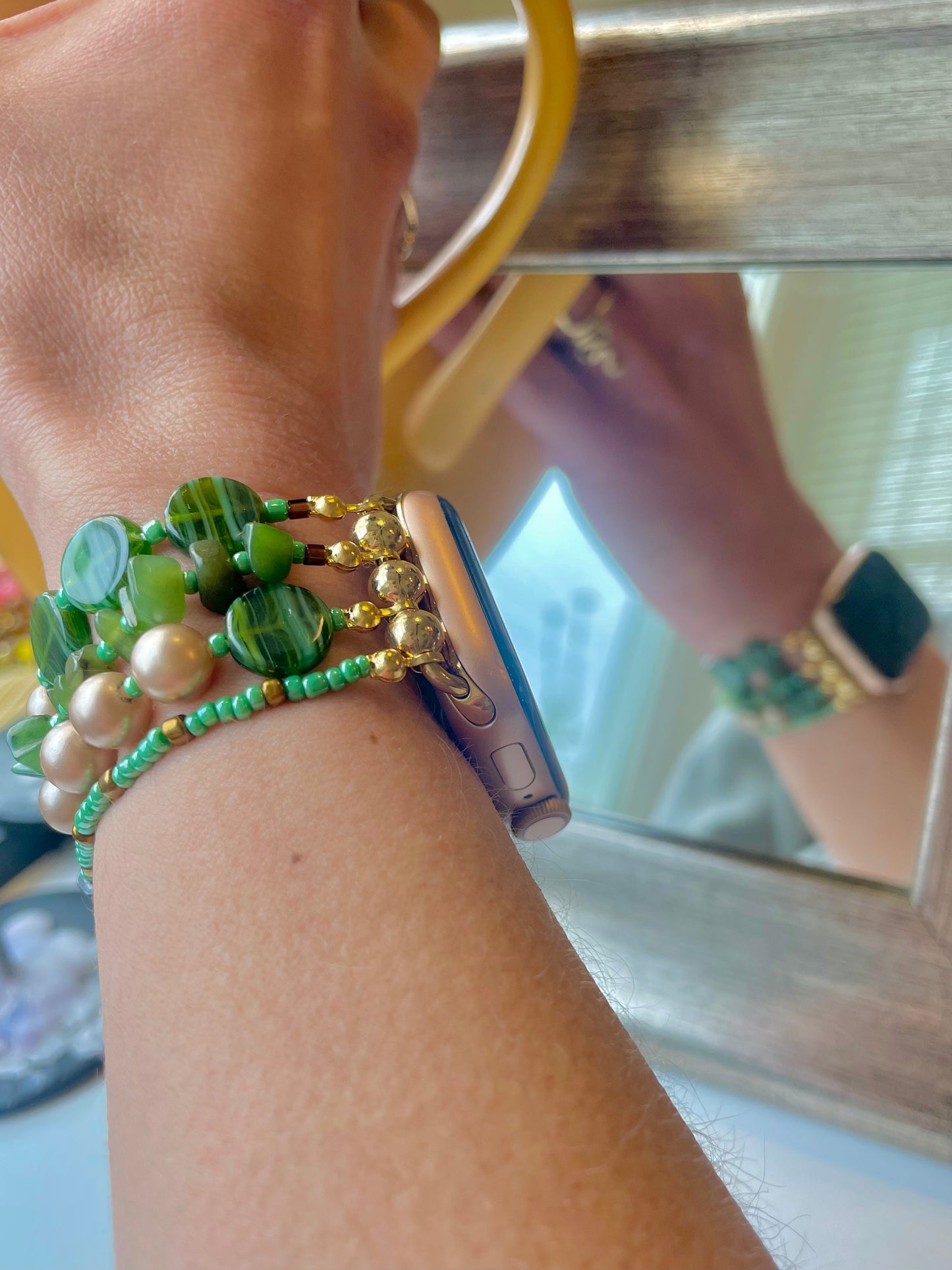 Watching the Wheels Beaded Apple Watch Band