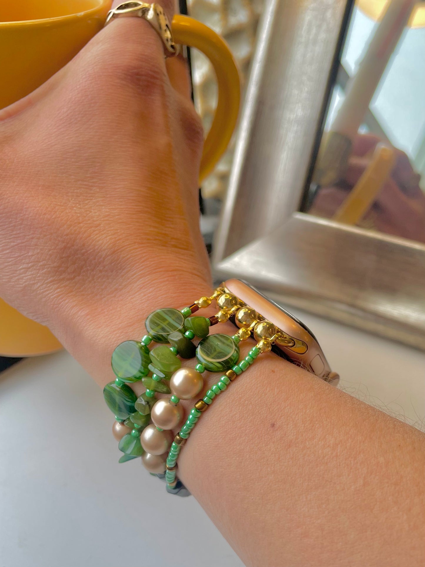 Watching the Wheels Beaded Apple Watch Band