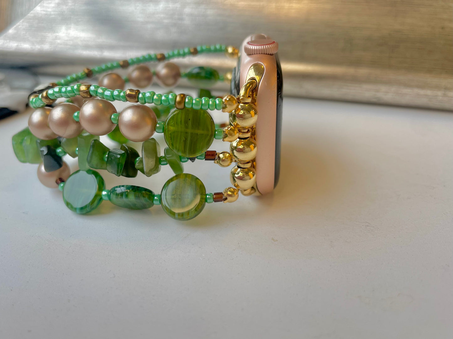 Watching the Wheels Beaded Apple Watch Band