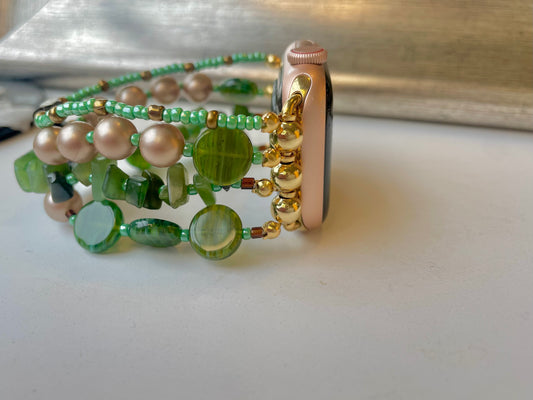 Watching the Wheels Beaded Apple Watch Band