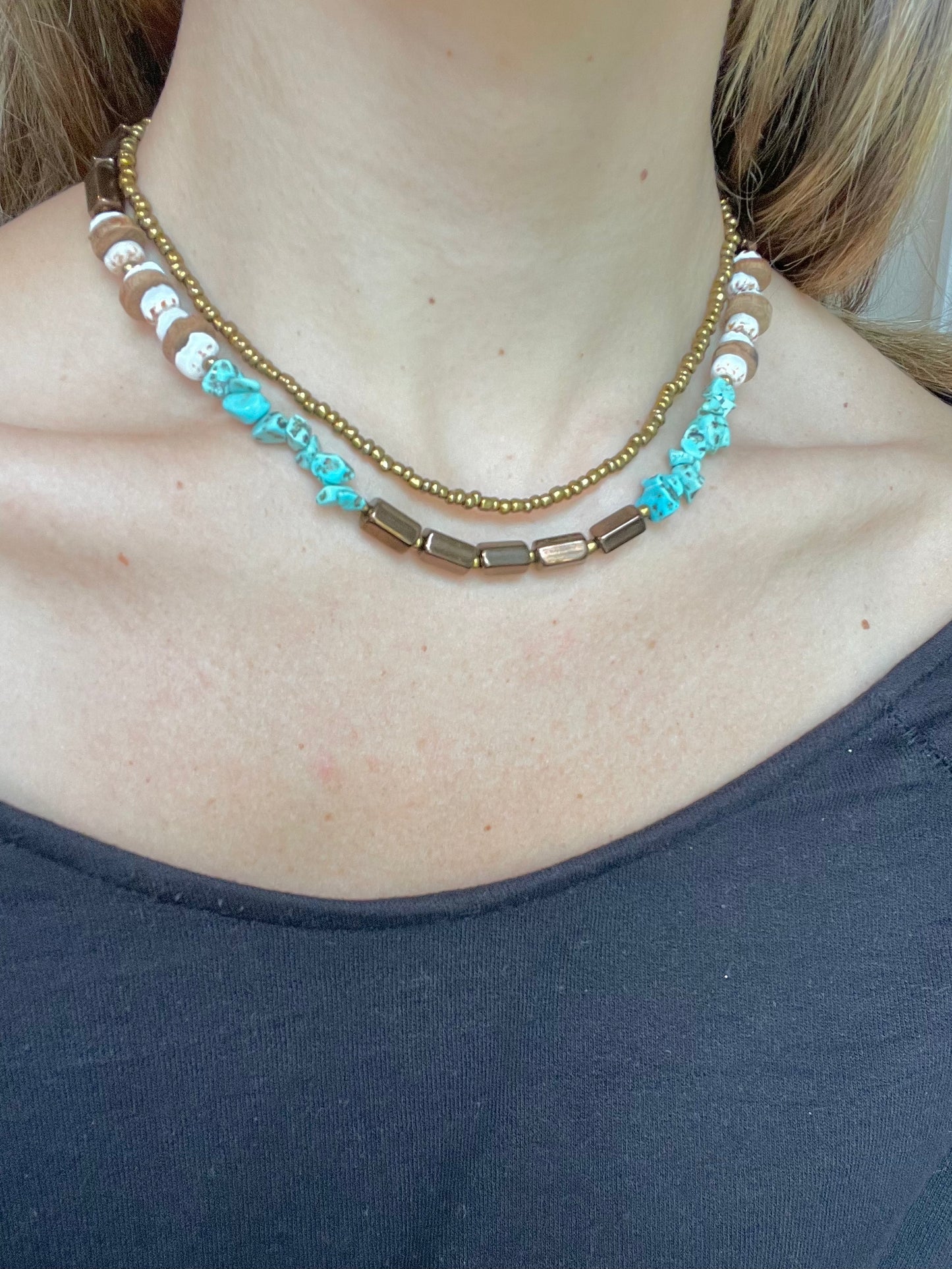 Here With Me Double Layer Choker Necklace Bestie Set (Set of 2)