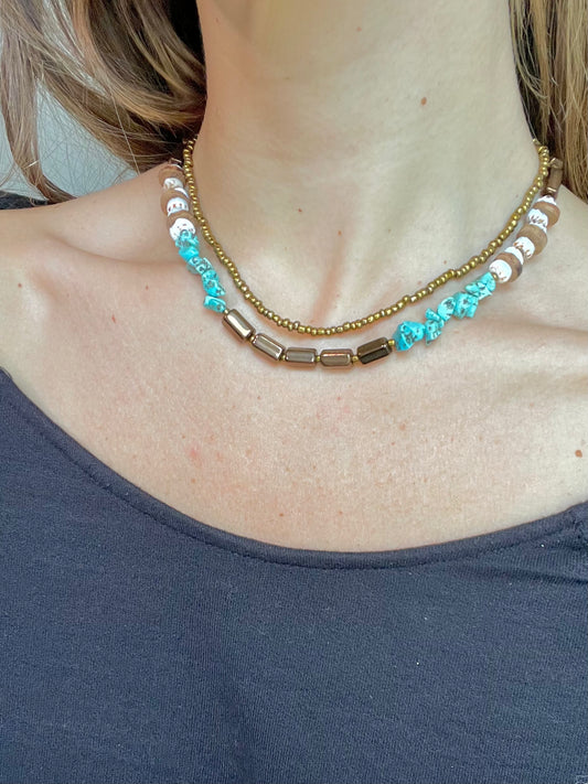 Here With Me Double Layer Choker Necklace Bestie Set (Set of 2)