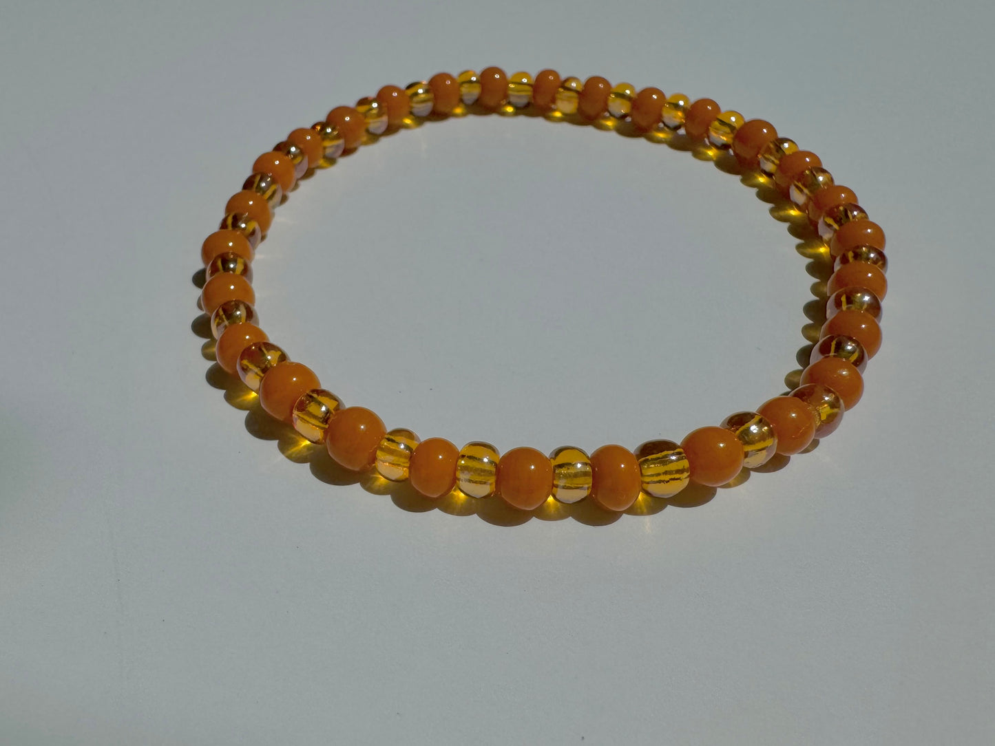 "Tangerine, Tangerine" Upcycled Beaded Stretch Bracelet (1/1)