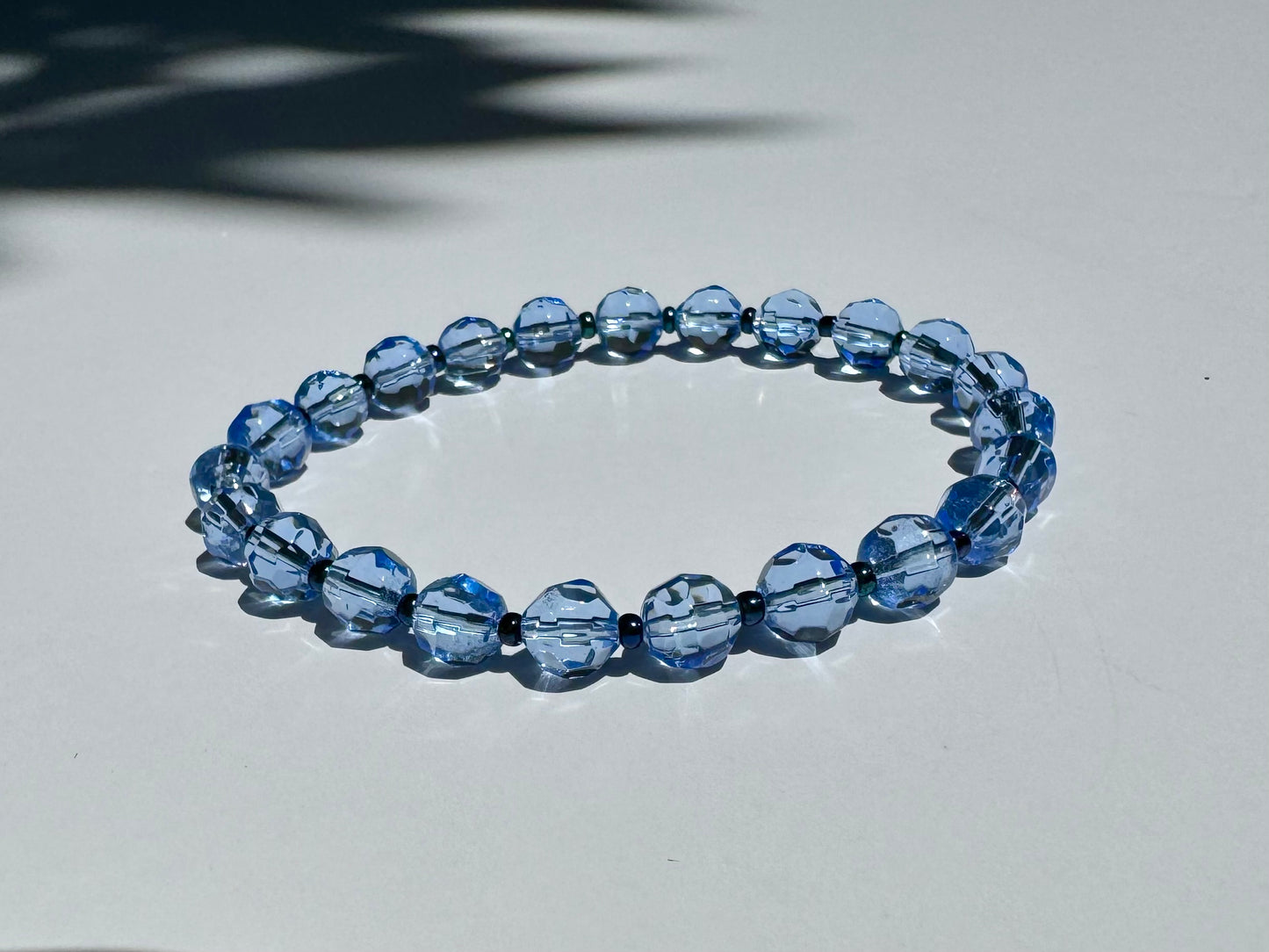 "Blue Moon" Upcycled Beaded Stretch Bracelet (1/1)