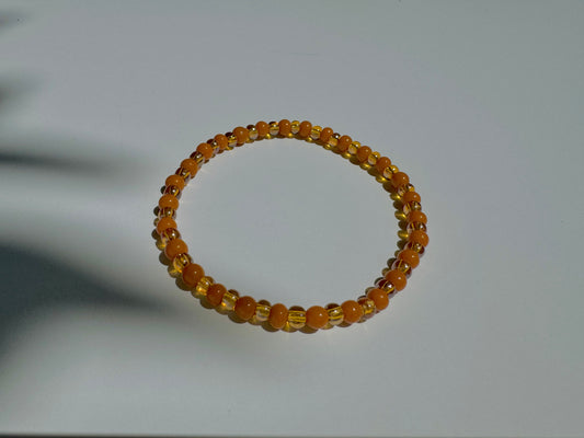 "Tangerine, Tangerine" Upcycled Beaded Stretch Bracelet (1/1)